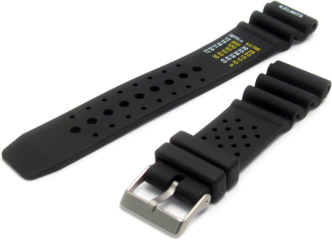22mm Black Premium PU Diving Watch Strap with ND Limits