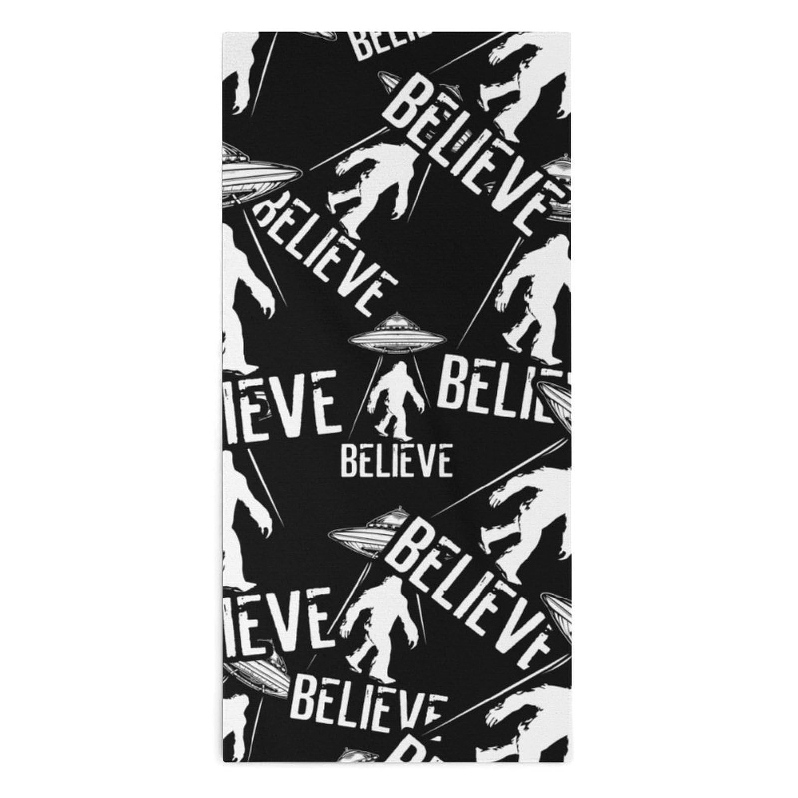 NCLQVJXZKHW Funny Bigfoots-ufo Hand Towels Soft Face Towel Gym Bathroom Travel Hotel 13"x28"