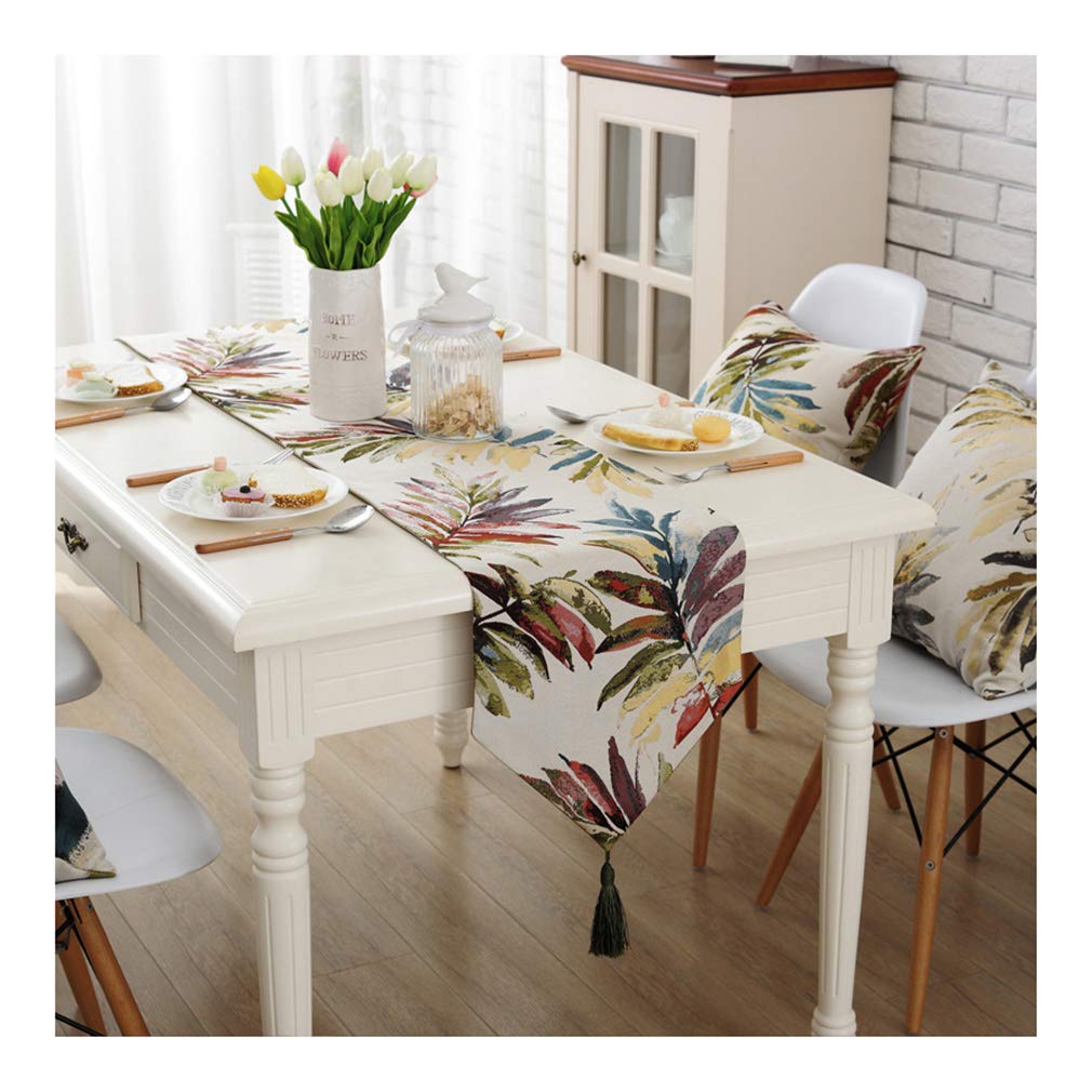 DOLINXHModern Table Runner Nylon with Tassels Cutwork Embroidered for Wedding Banquet Party Decoration Red 32X200CM