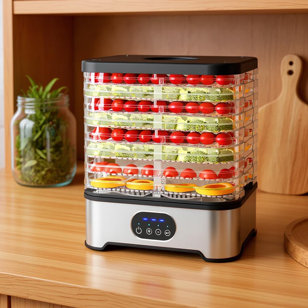 Trockenfrüchte-Maschine mit 8 Ebenen, Temperaturkontrolle, intelligenter Lebensmitteltrockner für Zuhause, Küche