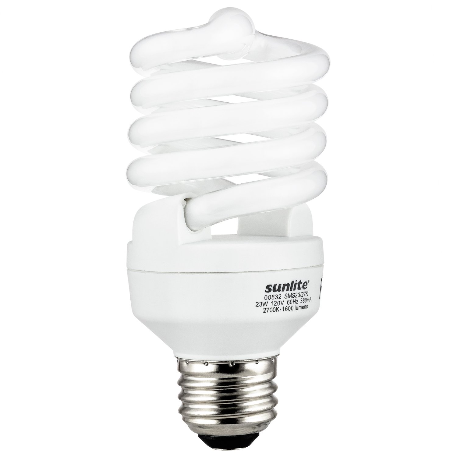 Sunlite SMS23/27K Fluorescent 23W (100W Equivalent) CFL Super Mini Spiral Light Bulbs, 2700K Warm White Light, Medium (E26) Base