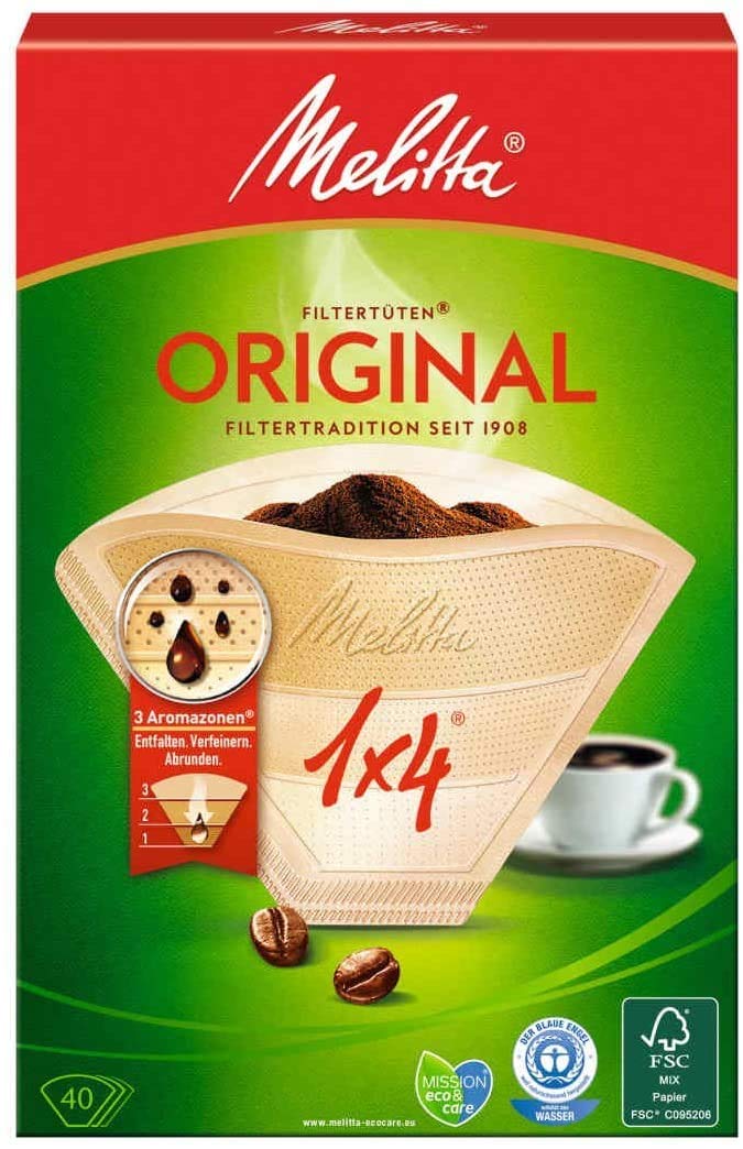 Melitta Coffee Filter, 400 Count, Natural Brown, Type 1x4, Original Aroma, Compatible with Coffee Maker