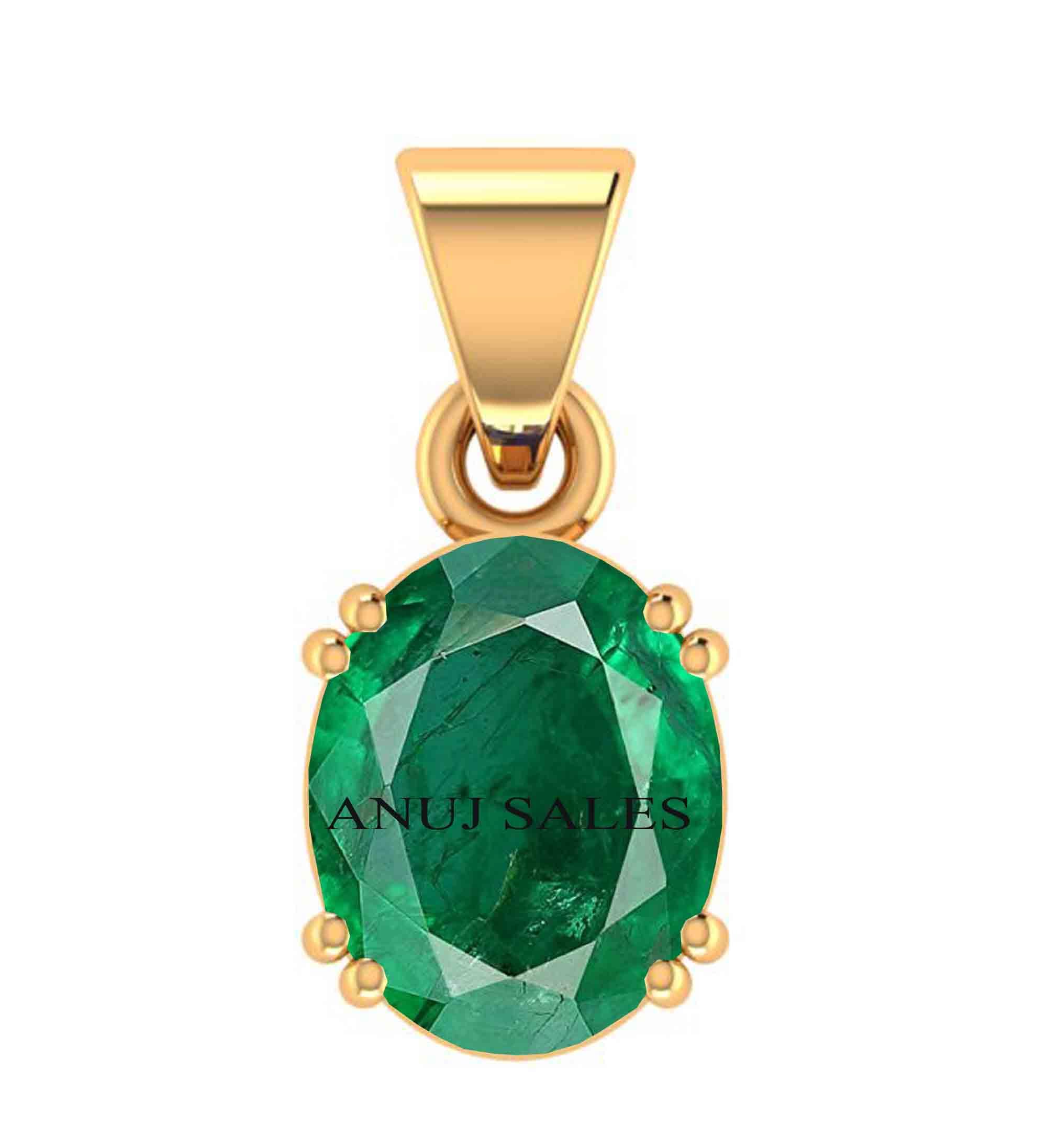 9.25 Ratti Certified Natural Emerald Panna Panchdhatu Rashi Ratan Gold Plated Pendant Locket for Astrological Purpose Men & Women by Lab Certifeid-image-41