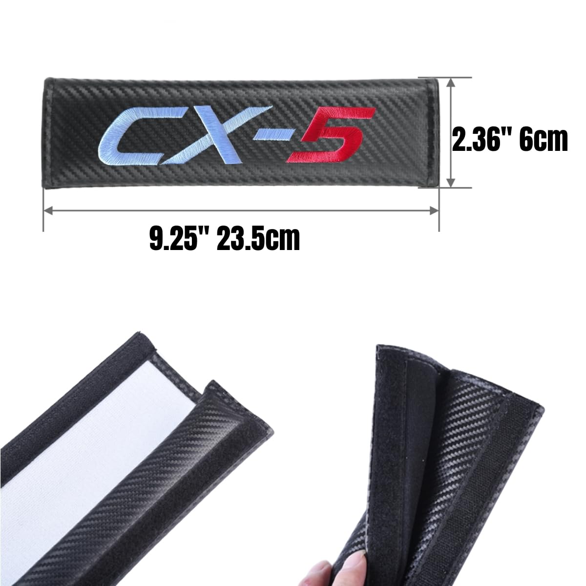 HUIANTS 2Pcs Carbon Fiber Leather Seat Belt Cushions Shoulder Pad OFF