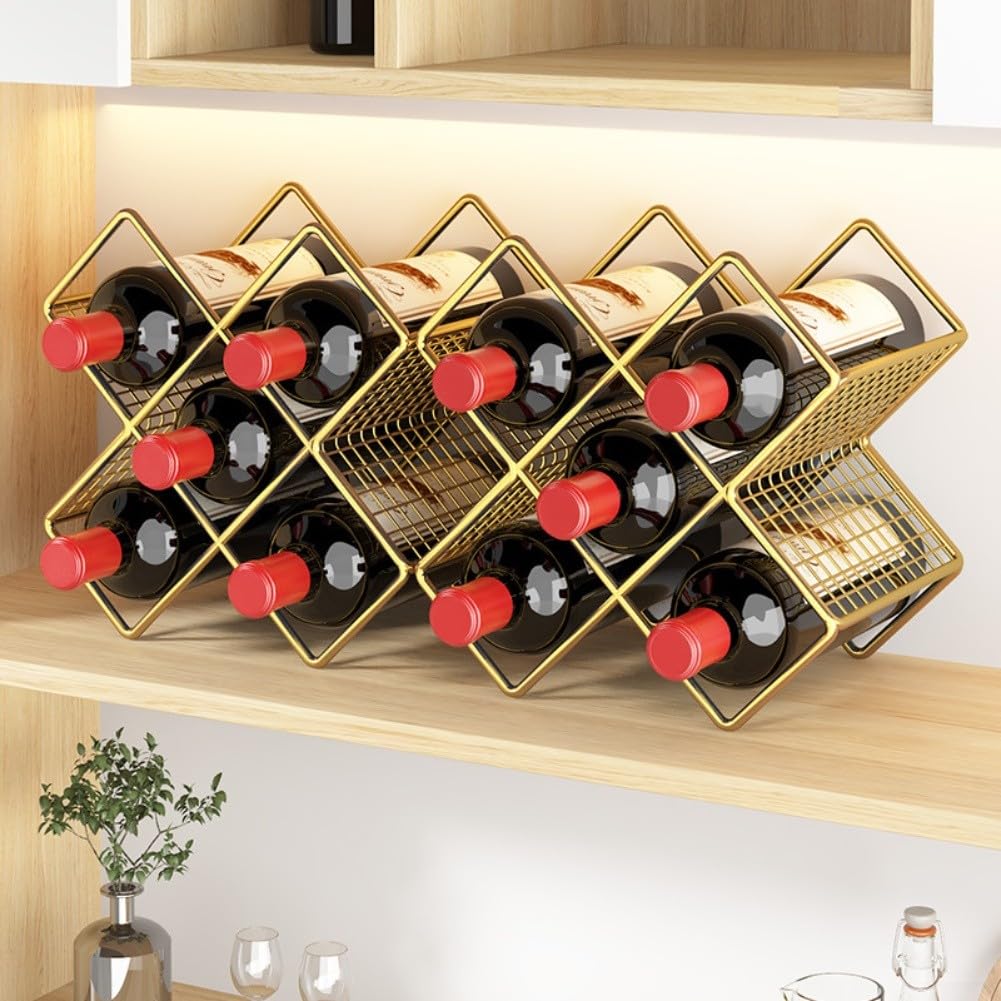 Casier à vin de bureau solution bouteilles instables support horizontal fer doré