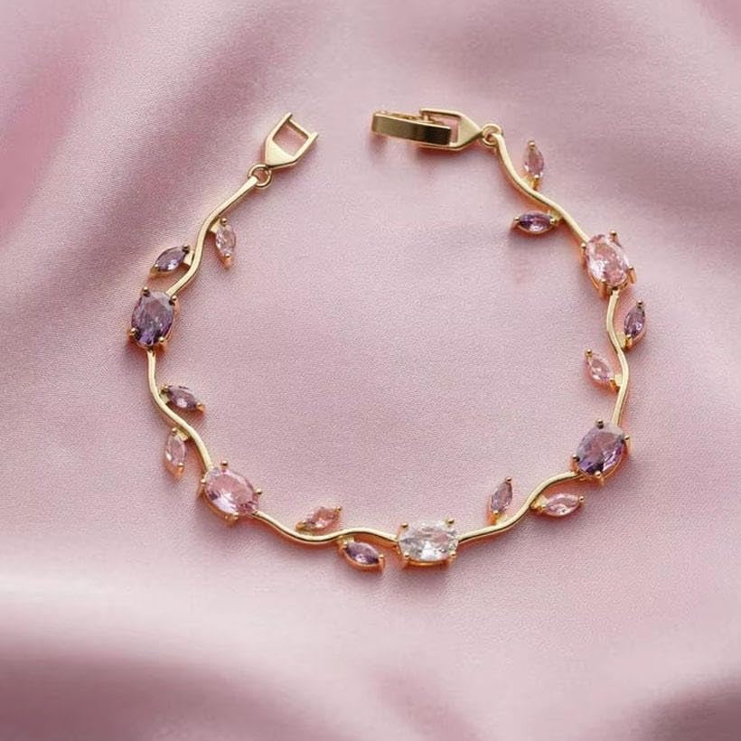 Image of SALTY Tulip Bracelet for Women Anti Tarnish | Fancy Floral Bracelet | Jewellery Gifts | Hand Band | Fashion Accessories for Girls | Minimal Jewelry Design | Gift for Rakhi | Gift for Diwali, Christmas, Marriage, Birthday
