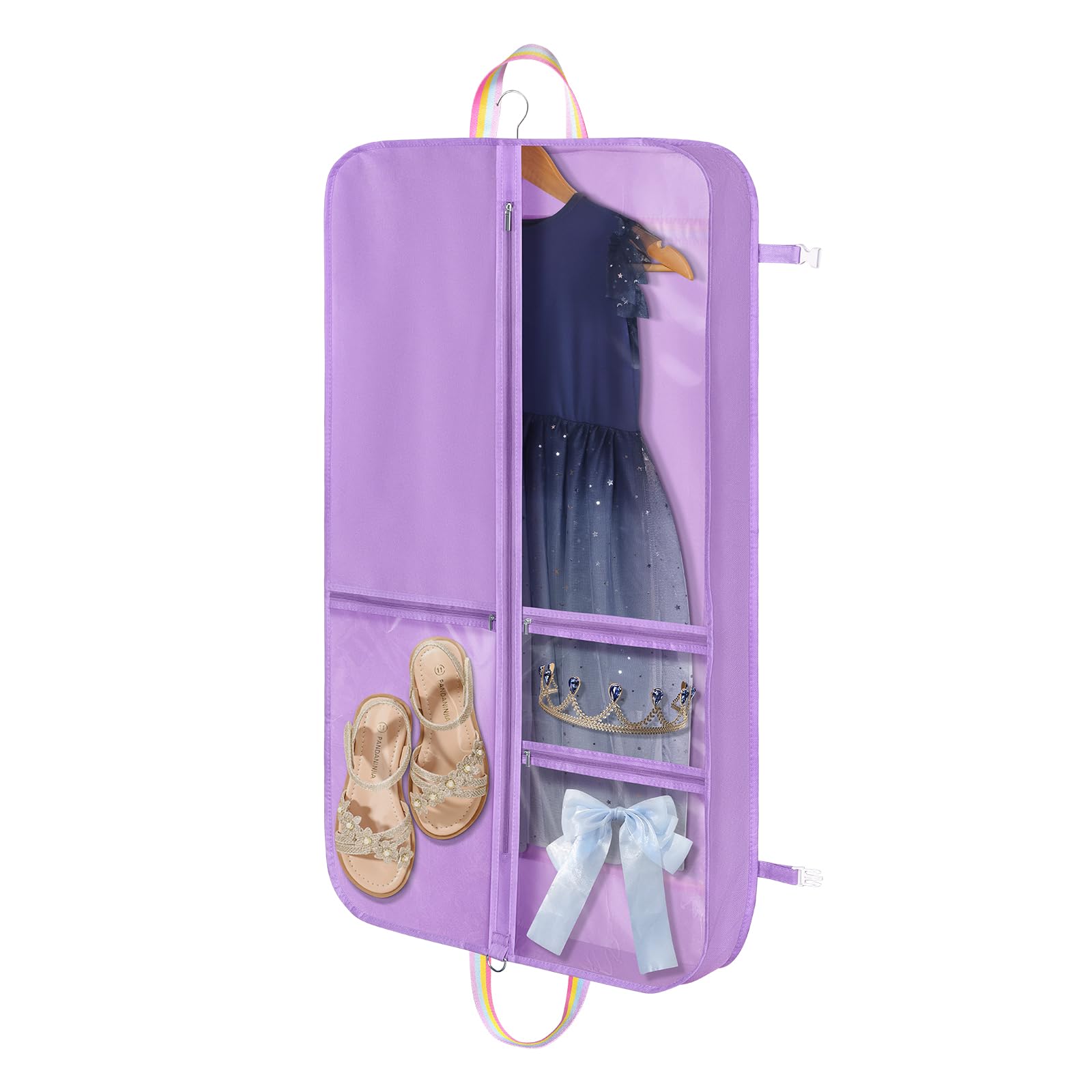 KEEGH Garment Bags for Dance Costumes 40 Inch Kids Dance Costume Bag for Dancers with 3 Zipper Pockets