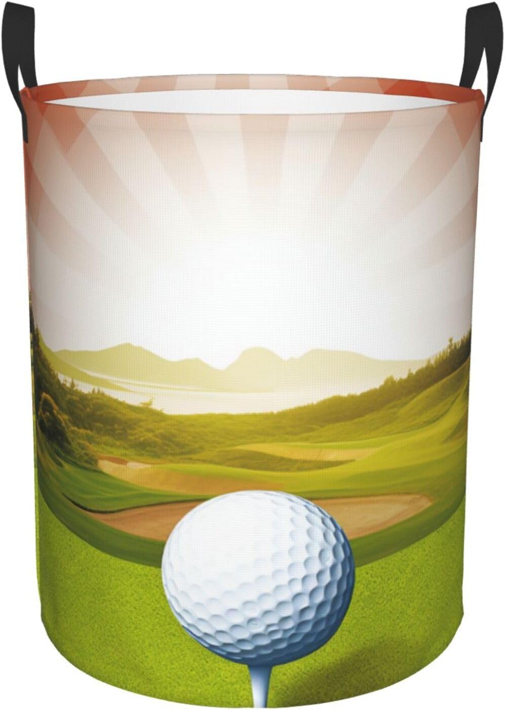 Golf Sport Laundry Basket With Handles, Foldable Laundry Hamper Oxford Cloth Dirty Clothes Basket Waterproof Clothes Toys Storage Bin Organizer for Bedroom Bathroom Dorm