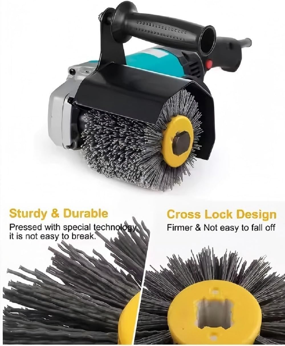 Signi Abrasive nylon bristle Burnishing Brush Drum Drawing Wheel for polishing wood (240 grit red)