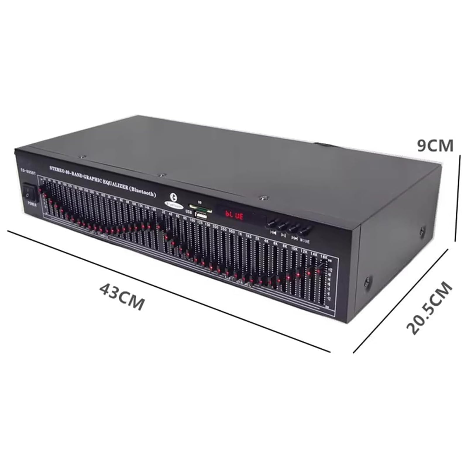 Égaliseur Graphique Double Canal, Contrôleur Deffets Audio Numériques 40 Bandes, avec Bluetooth 5.0 Et Télécommande, Réduction du Bruit, Égaliseur Hi-FI pour Studio Denregistrement Domestique