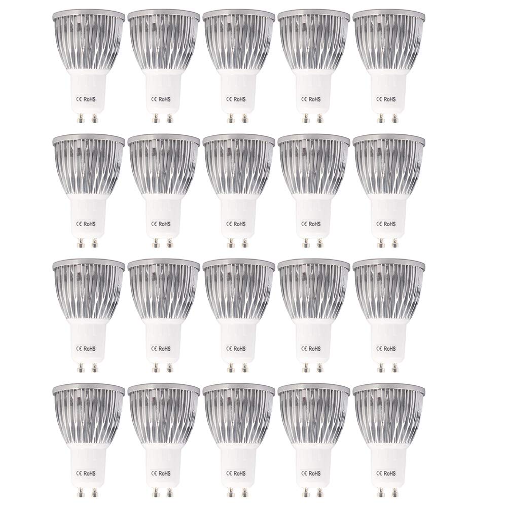 Mengjay 20x Bombilla LED GU10 no ajustable, 6W GU10 LED blanco frío 6000K equivalente a lámpara halógena 60W 520LM 220V GU10 bajo consumo de energía 82Ra iluminación Ángulo de haz de 60 °