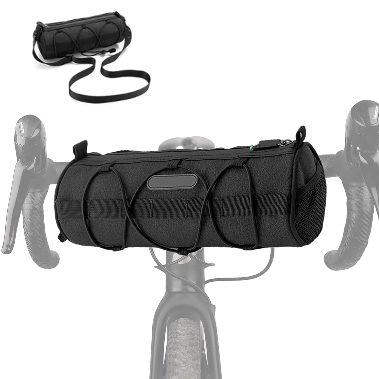 Borsa per manubrio della bicicletta, impermeabile, borsa per manubrio per bicicletta elettrica, MTB, bici da corsa, accessorio professionale per bicicletta, con tracolla, circa 2 l (nero)