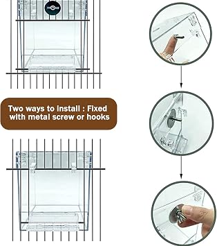 Powerful Bird Bathtub Transparent Bird Bath for Cage Parakeet Bath 6.4x5x5