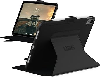 URBAN ARMOR GEAR UAG Designed for iPad 11" A16 11th Gen 2025, 10.9" 10th Gen 2022 Case A3354 A3355 A2696 - Rugged Slim Impact Resistant Protective Folio Cover with Pencil Holder, Scout Folio Black