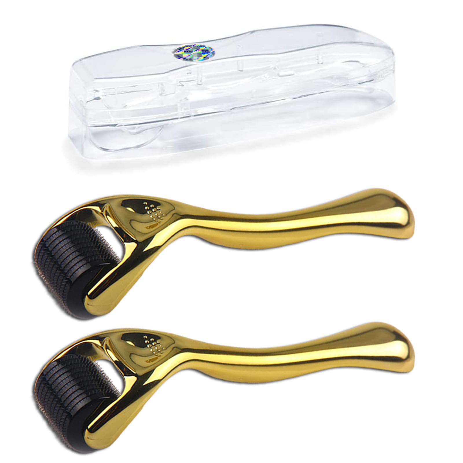 Dermaroller 2 Pack (0.5mm+1.0mm) Rodillo Barba, Dermaroller Microneedling, Rodillo Barba Crecimiento Barba Cicatrices, Crecimiento Barba Cabello con 540 Microneedros Titanio y Acero Inoxidable