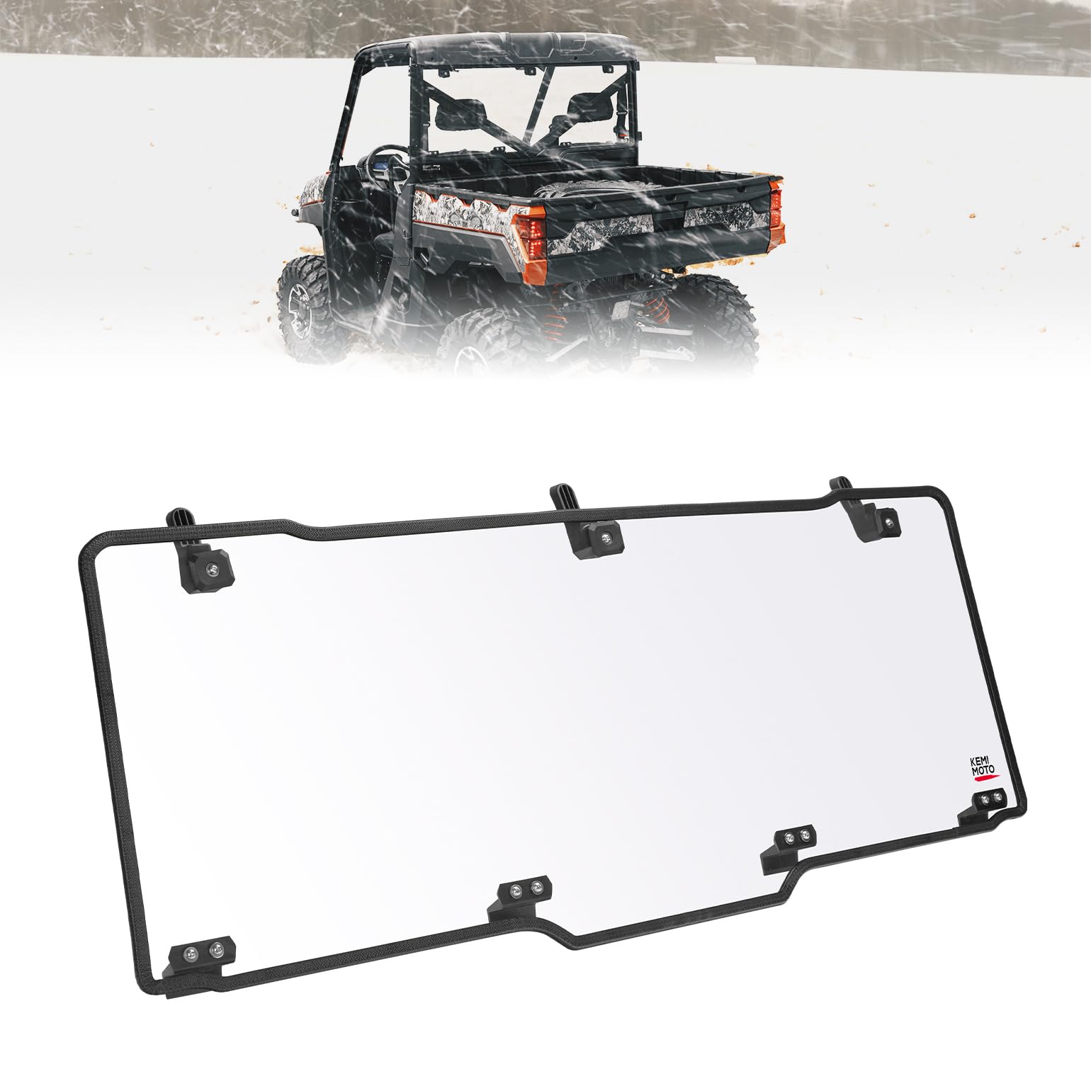 Hard Coated Rear Window, Pre-installed Back Windshield Compatible with Polaris Ranger XP 1000/Crew 2017-2026, Polaris Ranger 1000/Crew 2020-2026, Ranger XP 900/Crew 2013-2019