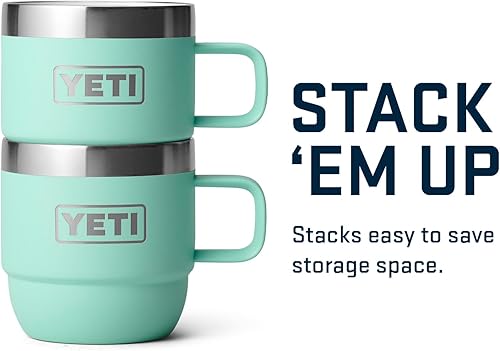 Miniatura 5 de YETI Rambler - Taza apilable de acero inoxidable con aislamiento al vacío, capacidad de 6 onzas, paquete de 2, color espuma de mar