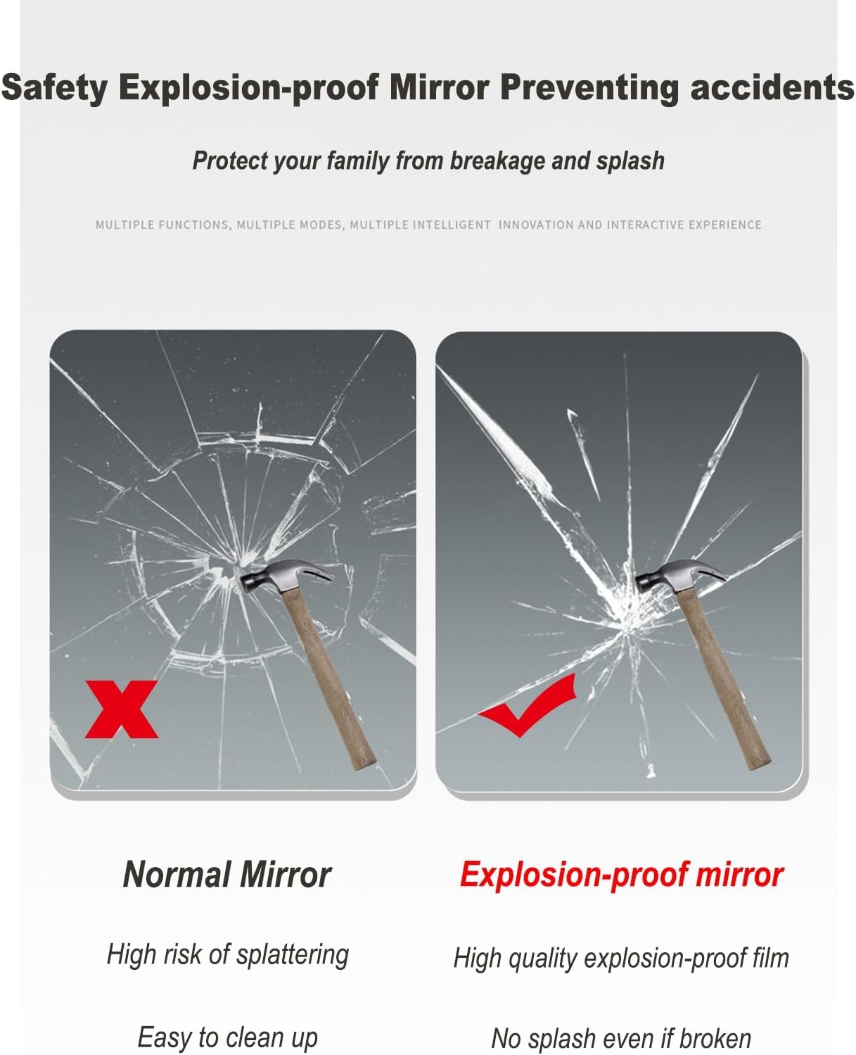 LED曇り止め半円形バスルームミラー、タッチスイッチ付きメイクアップミラー、調光可能な不規則な壁デュアルスイッチ（60cm以下（23