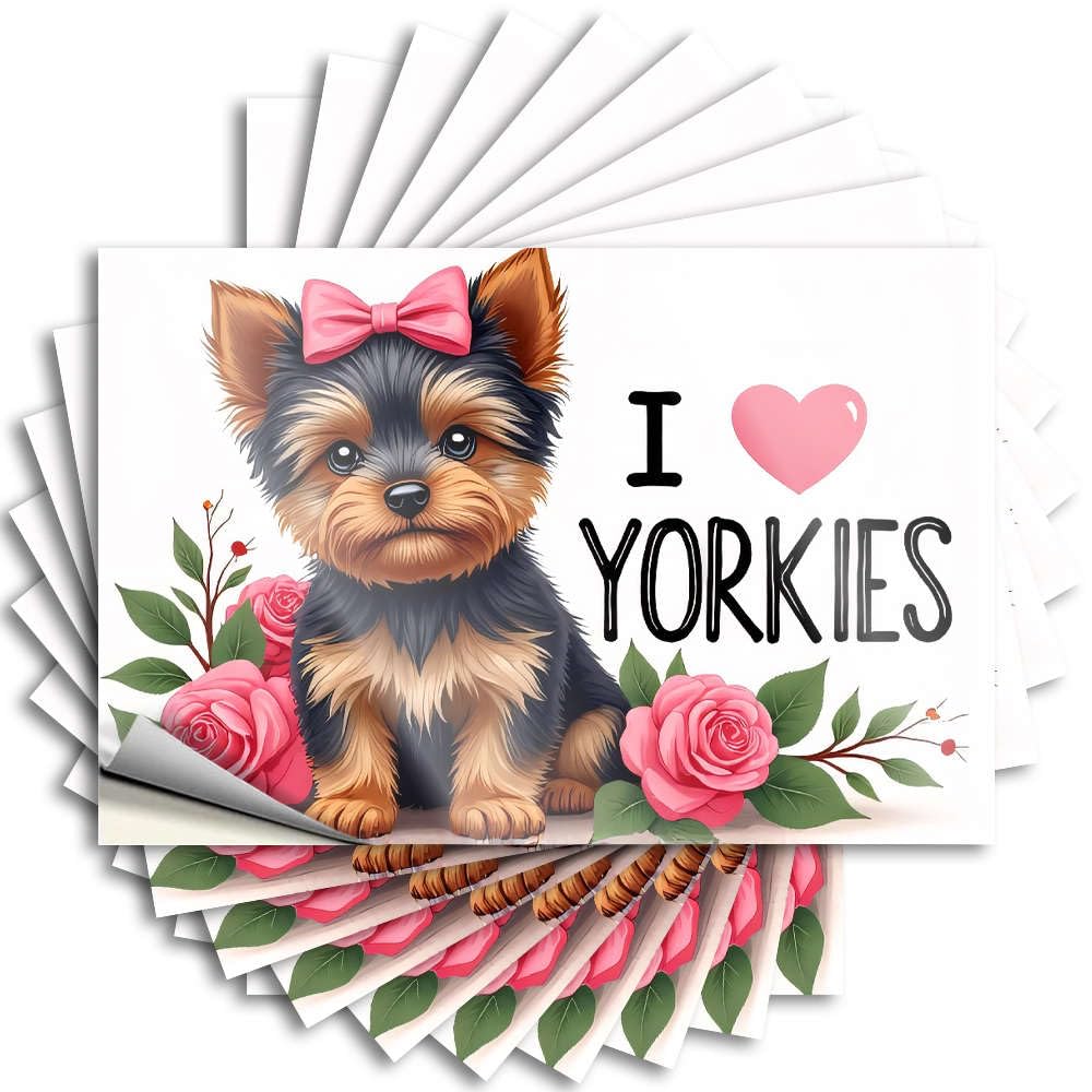 Life Helmet Decal | Love Yorkie Puppies! Tall for Adult Decor(8X12CM)