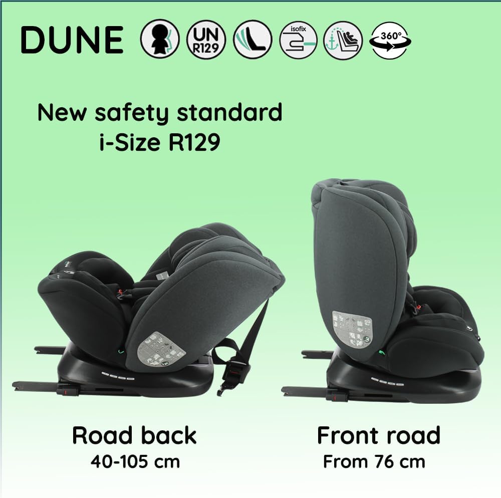 Nania Dune car seat in rear-facing and forward-facing positions