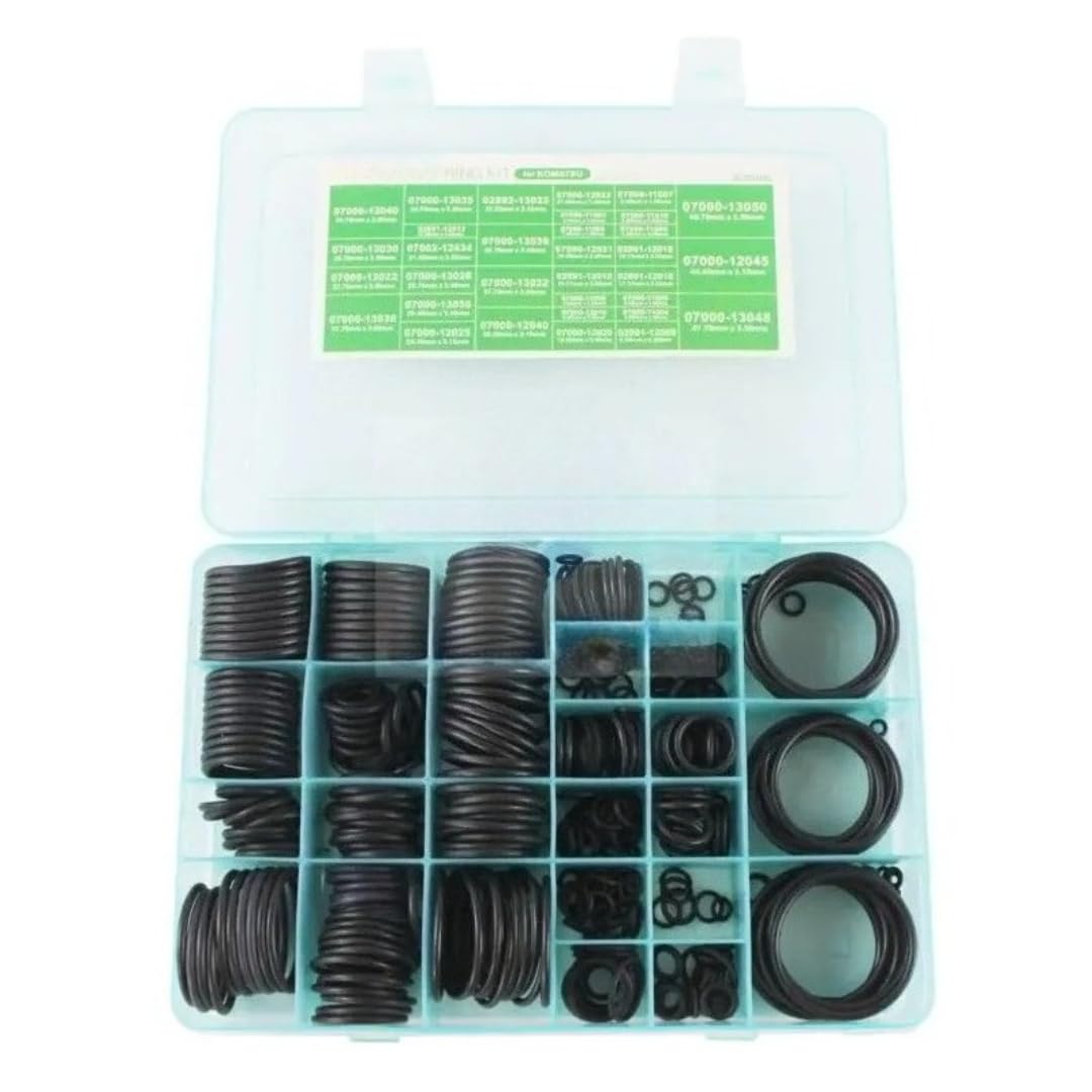 O-Ring Set Gaskets Seal Kit 33 Sizes, Compatible with Komatsu PC200 PC300 Excavator Replacement Part (435pcs)