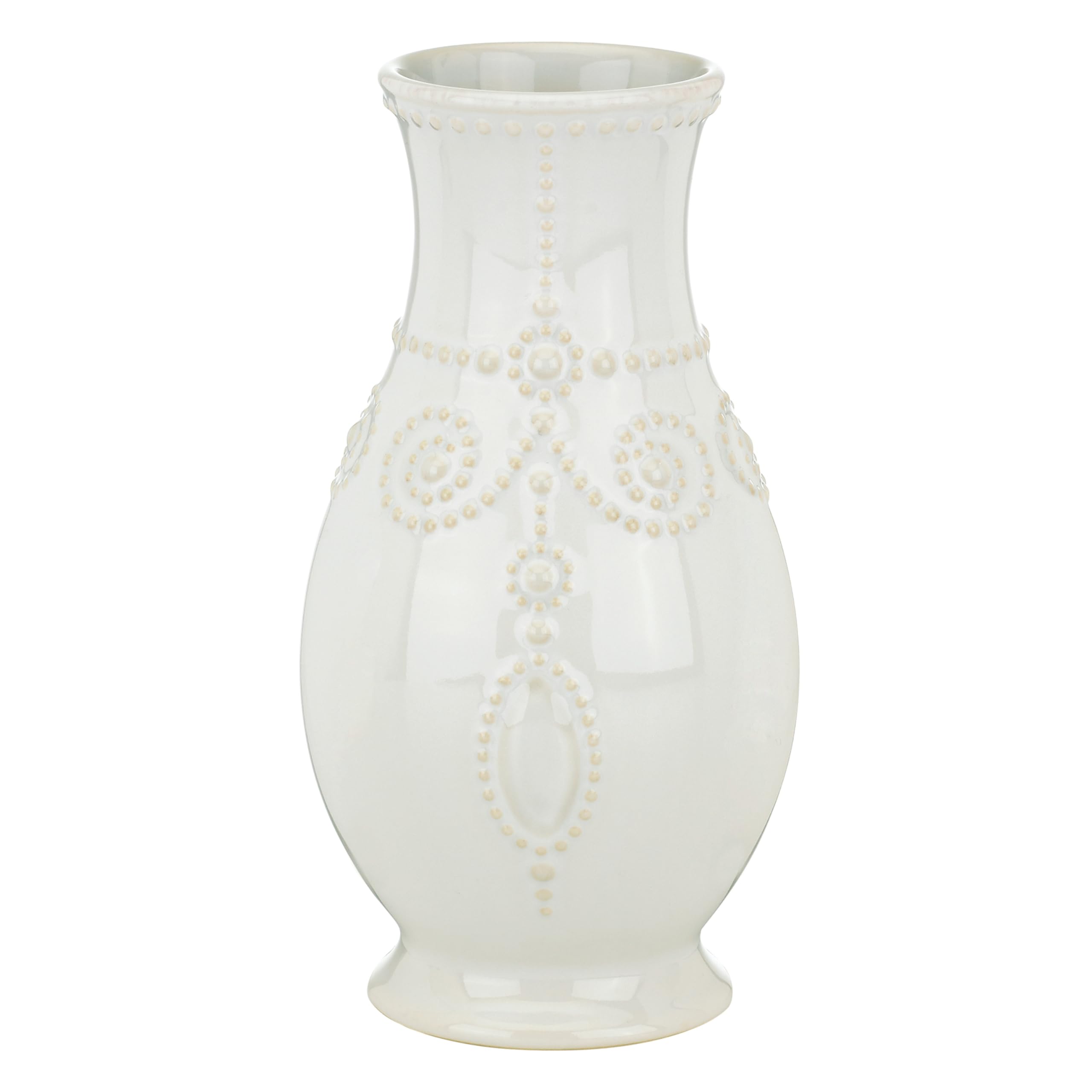 Lenox French Perle White Stoneware Fluted Flower Vase