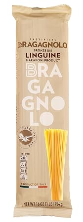 Pastificio Bragagnolo، Linguine 811 مطلي بالبرونز، معكرونة إيطالية 100%، مصنوعة من دقيق سميد القمح القاسي، كيس غير معدّل وراثيًا بوزن 1 رطل - Al Dente باستمرار.