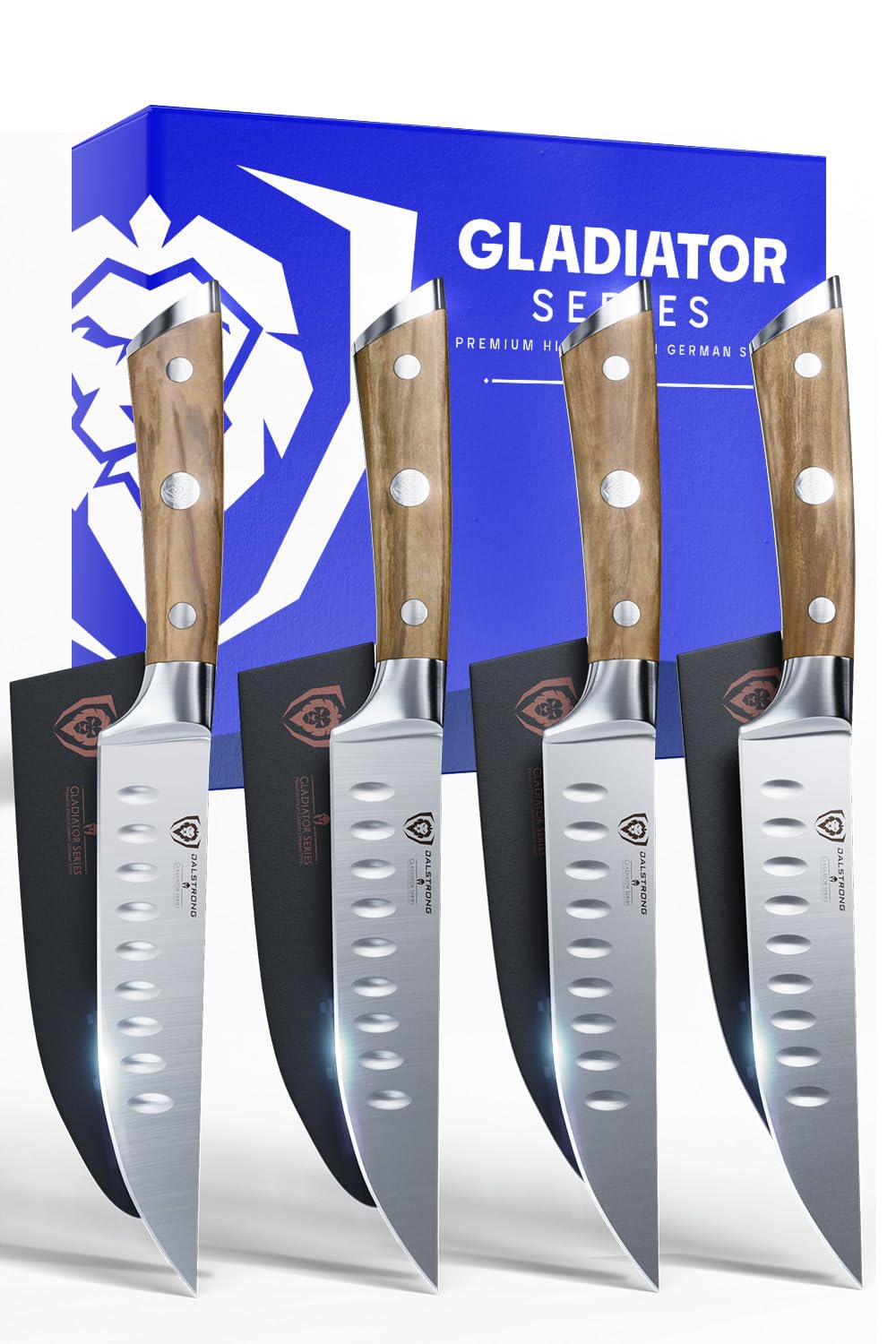 Dalstrong Non Serrated Steak Knives Set of 4-5 inch Straight Blade Steak Knife Set