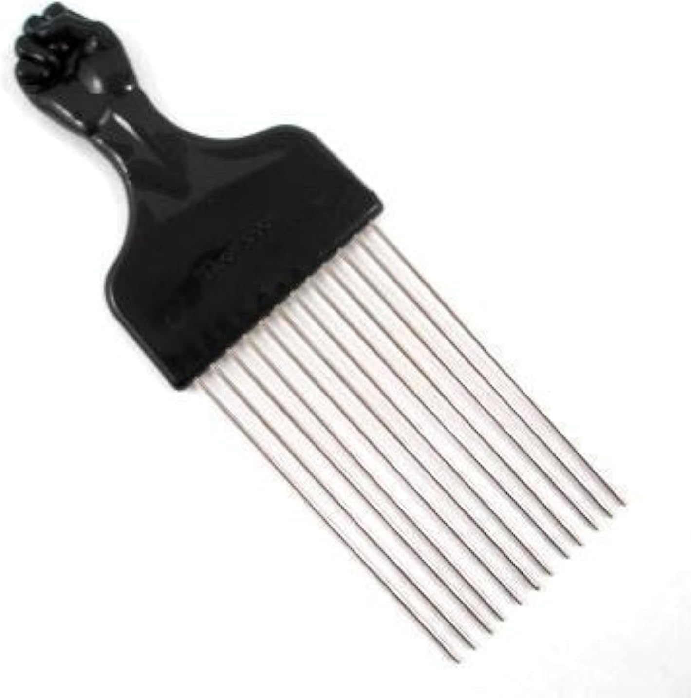Afro Pick w/ Black Fist - Metal African American Hair Comb Straight