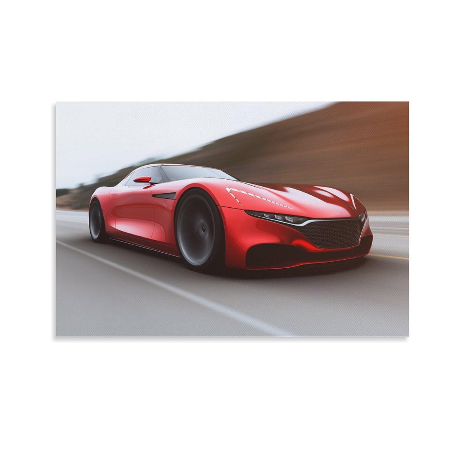 赤いスポーツカーの絵画