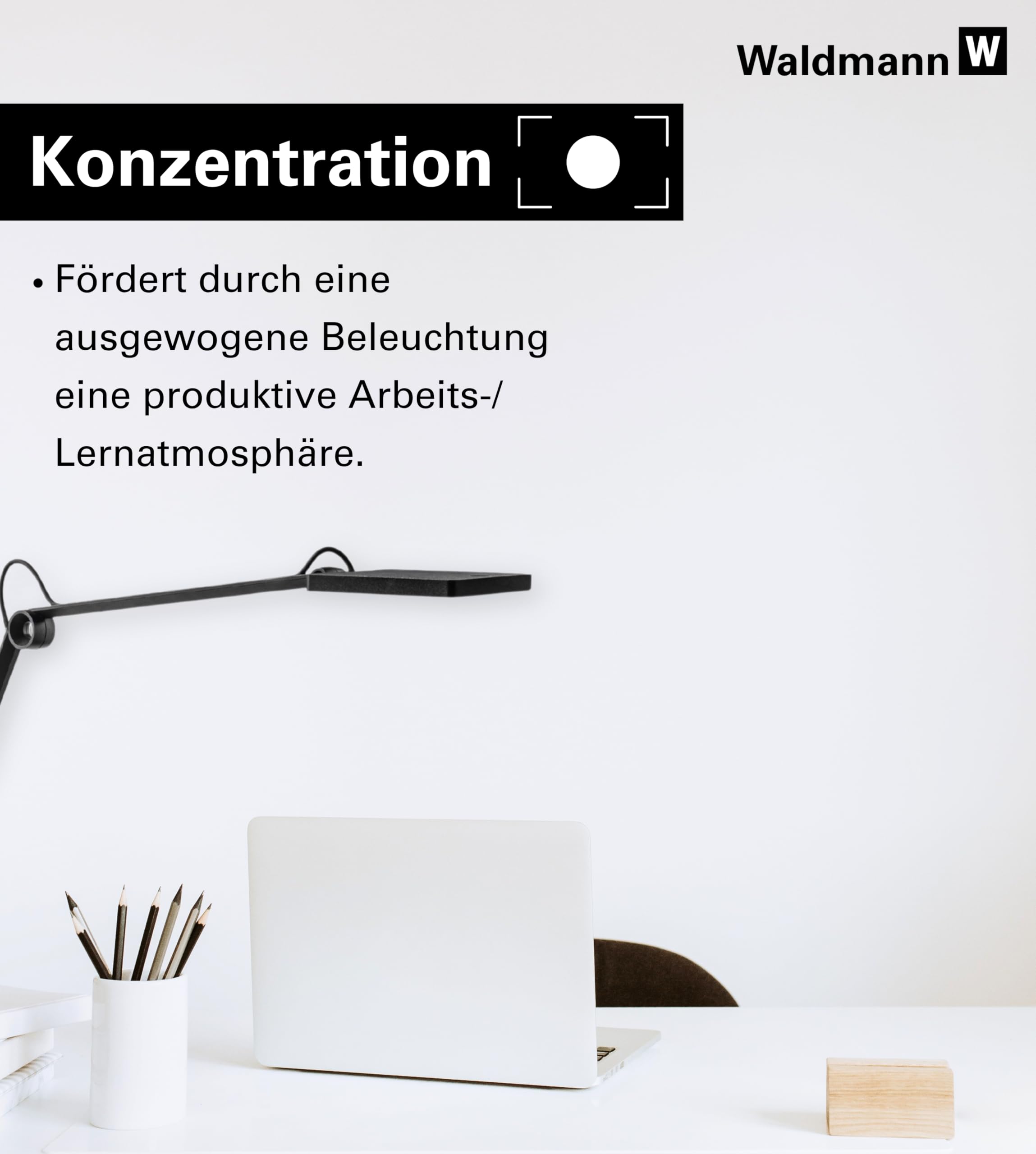 Waldmann Schreibtischlampe | PARA.MI | LED Tischlampe für Home-Office, Büro & Schreibtisch | German Design Award | 4000 K (Schwarz)