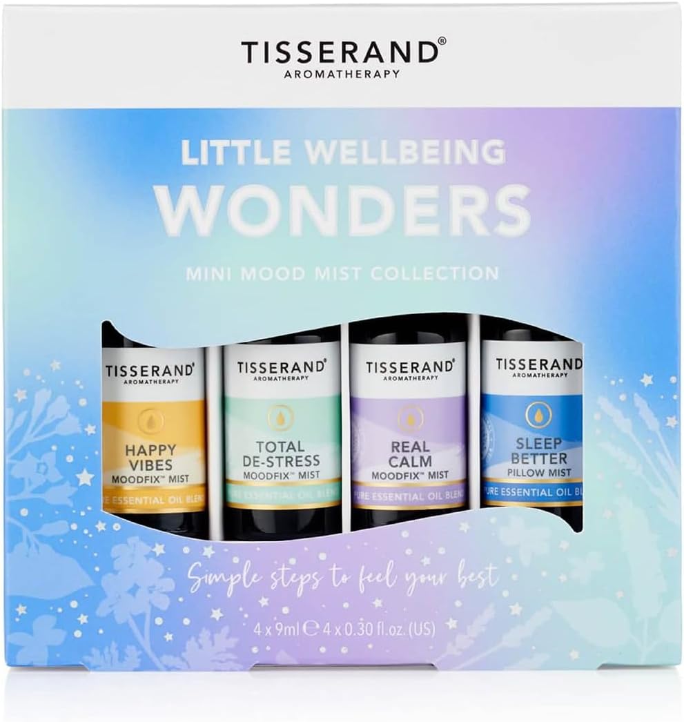 Aromatherapy - Wellbeing - Little Wellbeing Wonders Collection - MoodFix Mist - 100% Pure Essential Oil - Miniature Mist Giftset - 4x9ml
