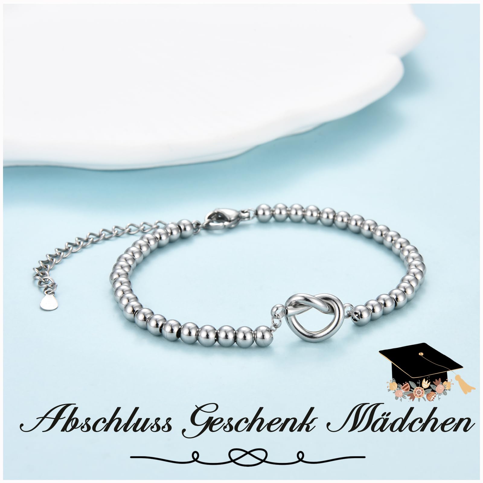 EYQV Beste Freundin Geschenke, Liebvolles Abschluss Geschenk für Mädchen, Herz-Knoten Armband für Tochter Schwester zum Abi Schulabschluss, Geschenkideen für beste Freundin zum Geburtstag Weihnachten