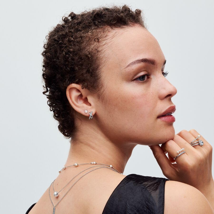 PANDORA Timeless Treated Freshwater Cultured Pearl 4.5mm Stud Earrings - Sterling Silver Earrings with Treated Freshwater Cultured Pearl - Jewelry for Women - Includes Gift Box2