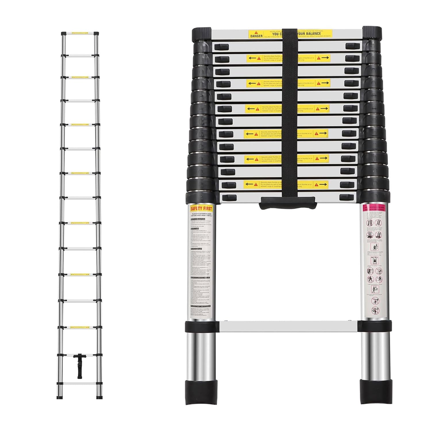 Neo Extendable Portable Foldable Telescopic Ladder Multi-Purpose Steel Telescoping Ladder Sturdy Loft Ladder with EN131 Certificate (4.6M)
