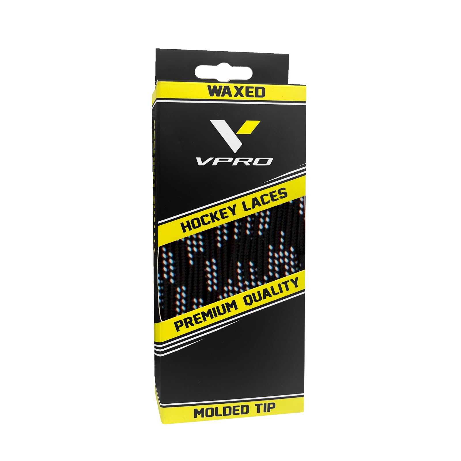 VPRO Hockey Laces Waxed, Hockey Skate Laces - One Pair - Size/Color Choice (72, 84, 96, 108, 120, 130)(120", Black)