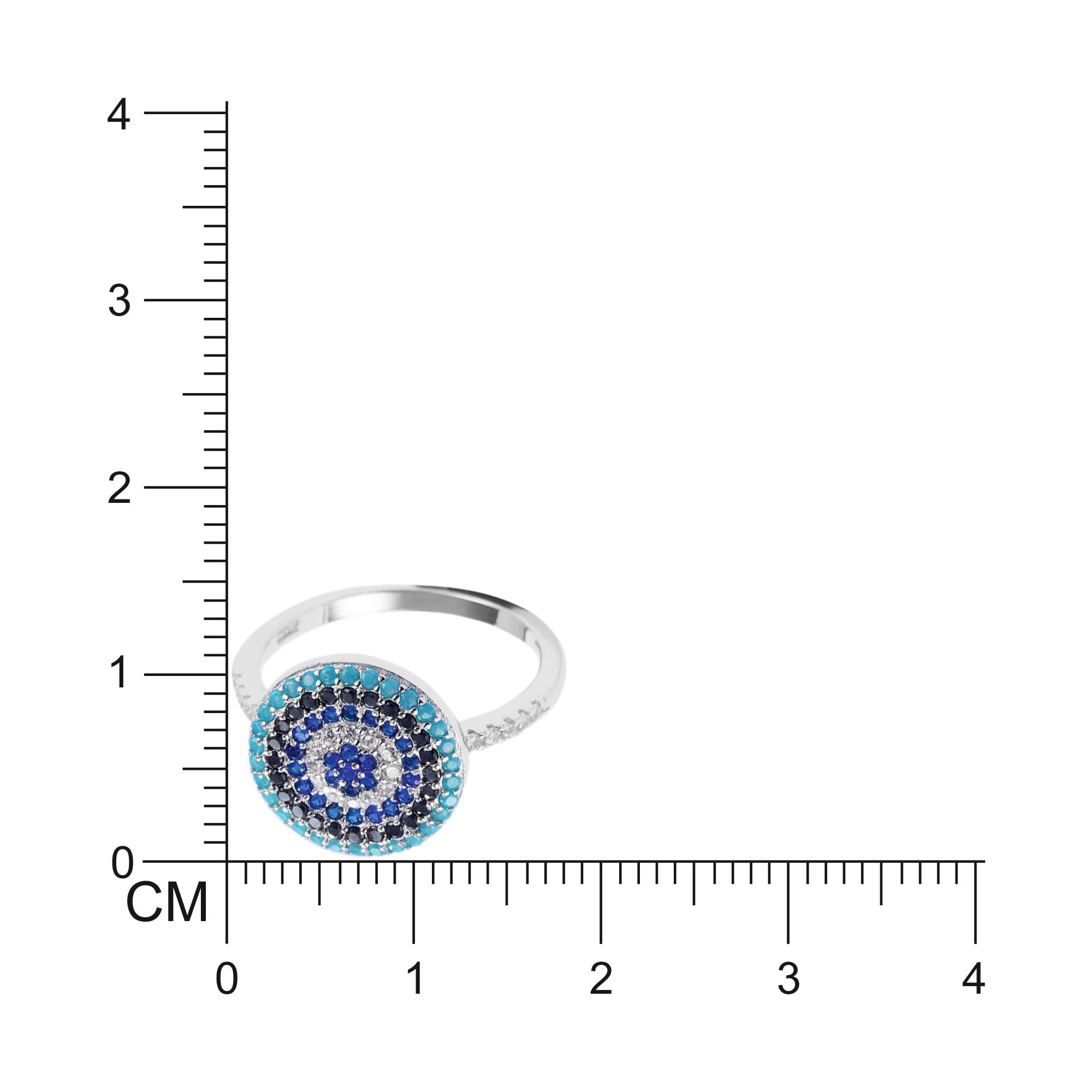 925 Sterling Silver Evil Eye Ring with Zircons, Hallmarked