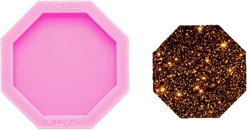 Molde de silicona con forma de octágono brillante brillante de 1.5 pulgadas para carretes de insignias de enchufe de teléfono, fundición de resina,