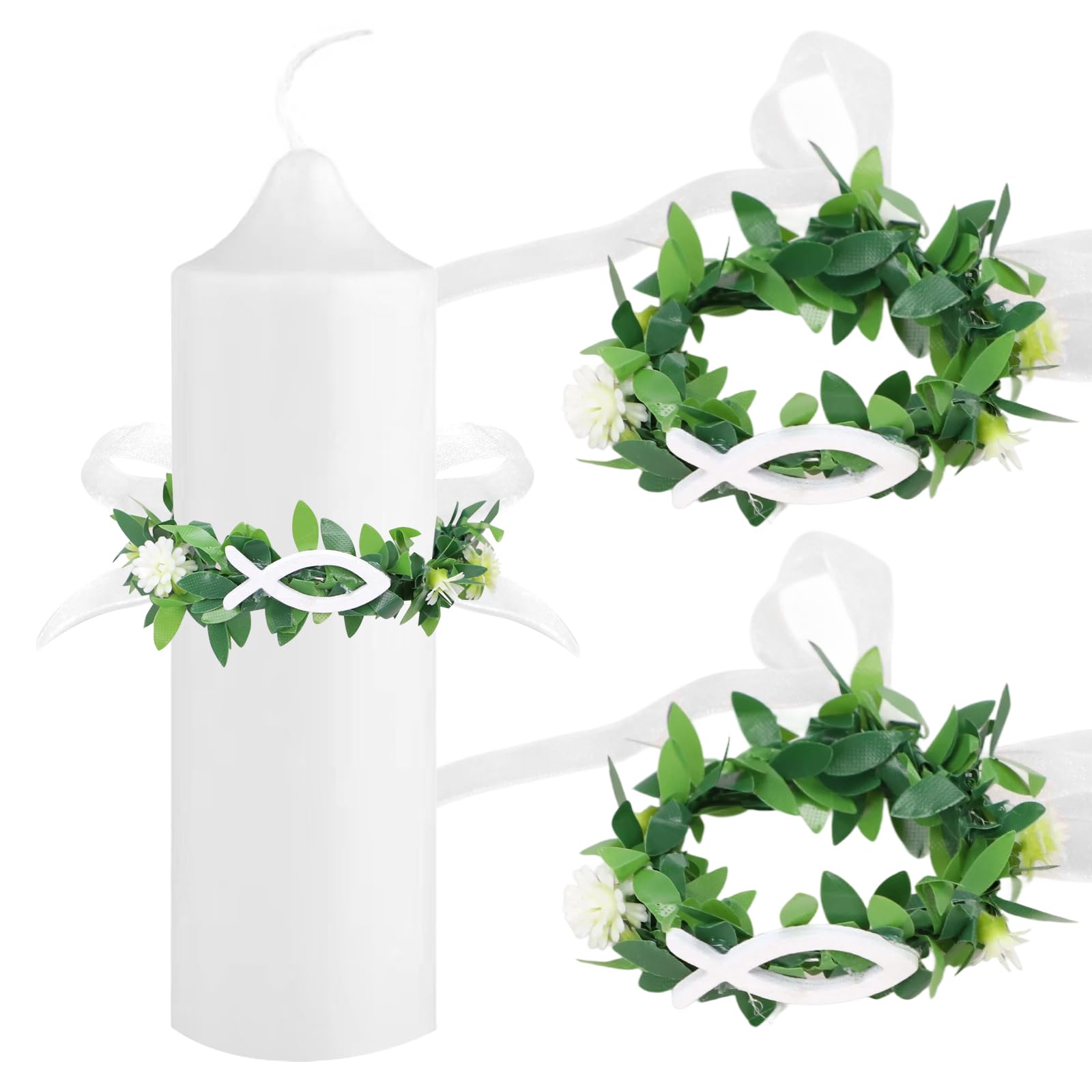 2 velas antigoteo para comunión, 4 cm, antigoteo, comunión, antigoteo, comunión, protección antigoteo para velas de bautizo y bodas (peces)