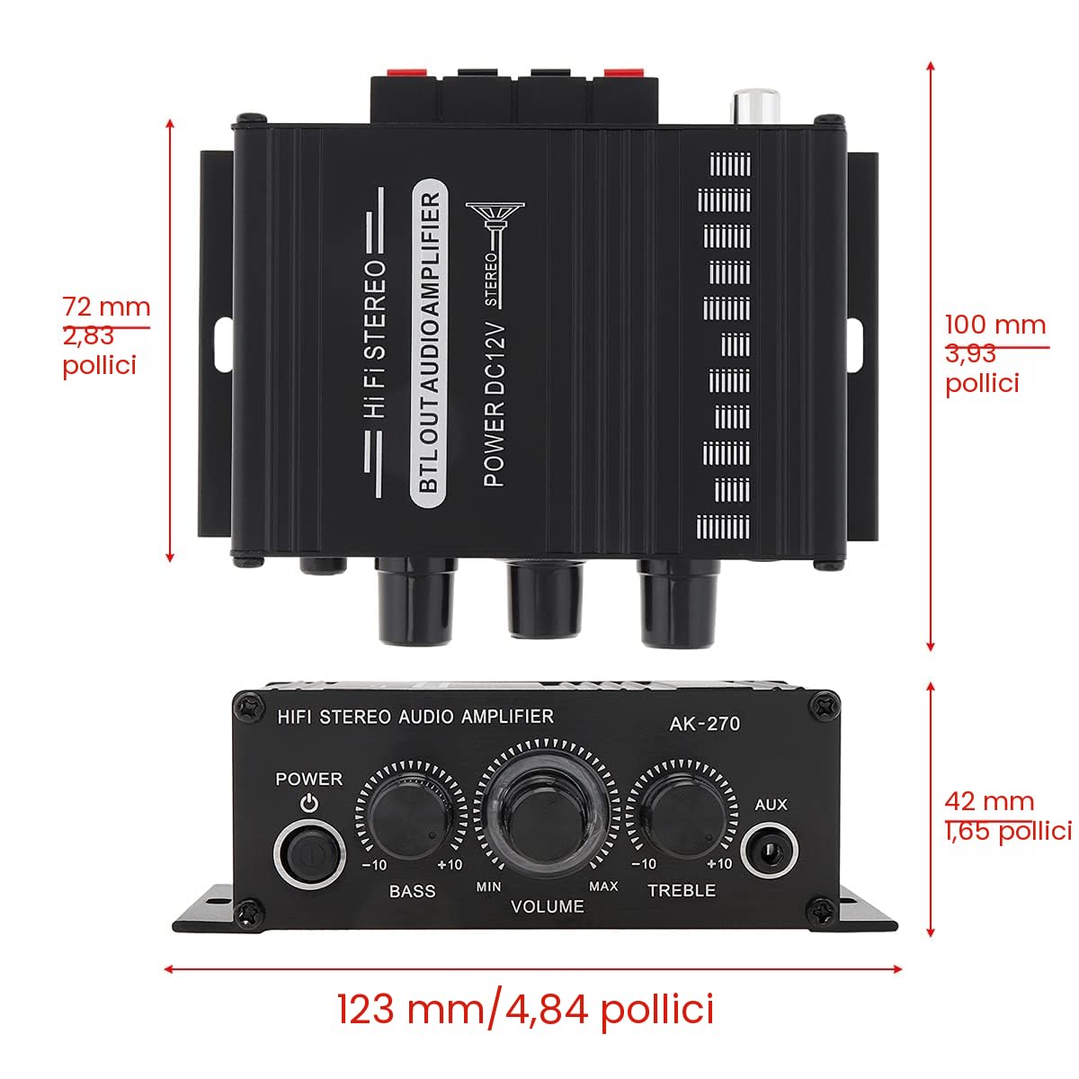 Amplificatore di potenza audio 2 canali classe D AUX USB/SD per karaoke home theater