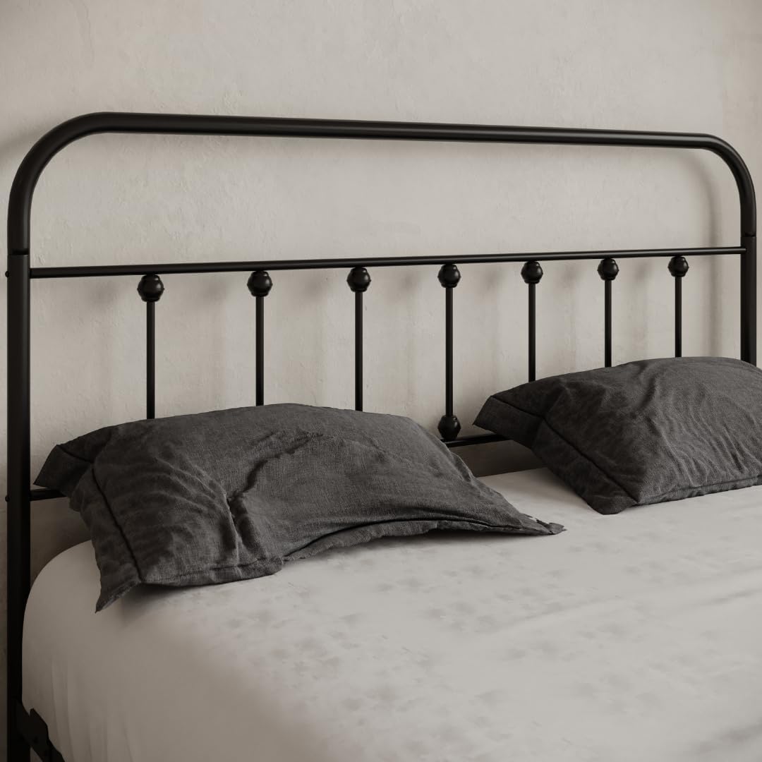 Golden Gate Beds Queen Metal Bed Frame with Headboard & Footboard – Sturdy Black Metal Bed Frame Queen, No Box Spring Required, Under-Bed Storage, Noise-Free, Easy Assembly