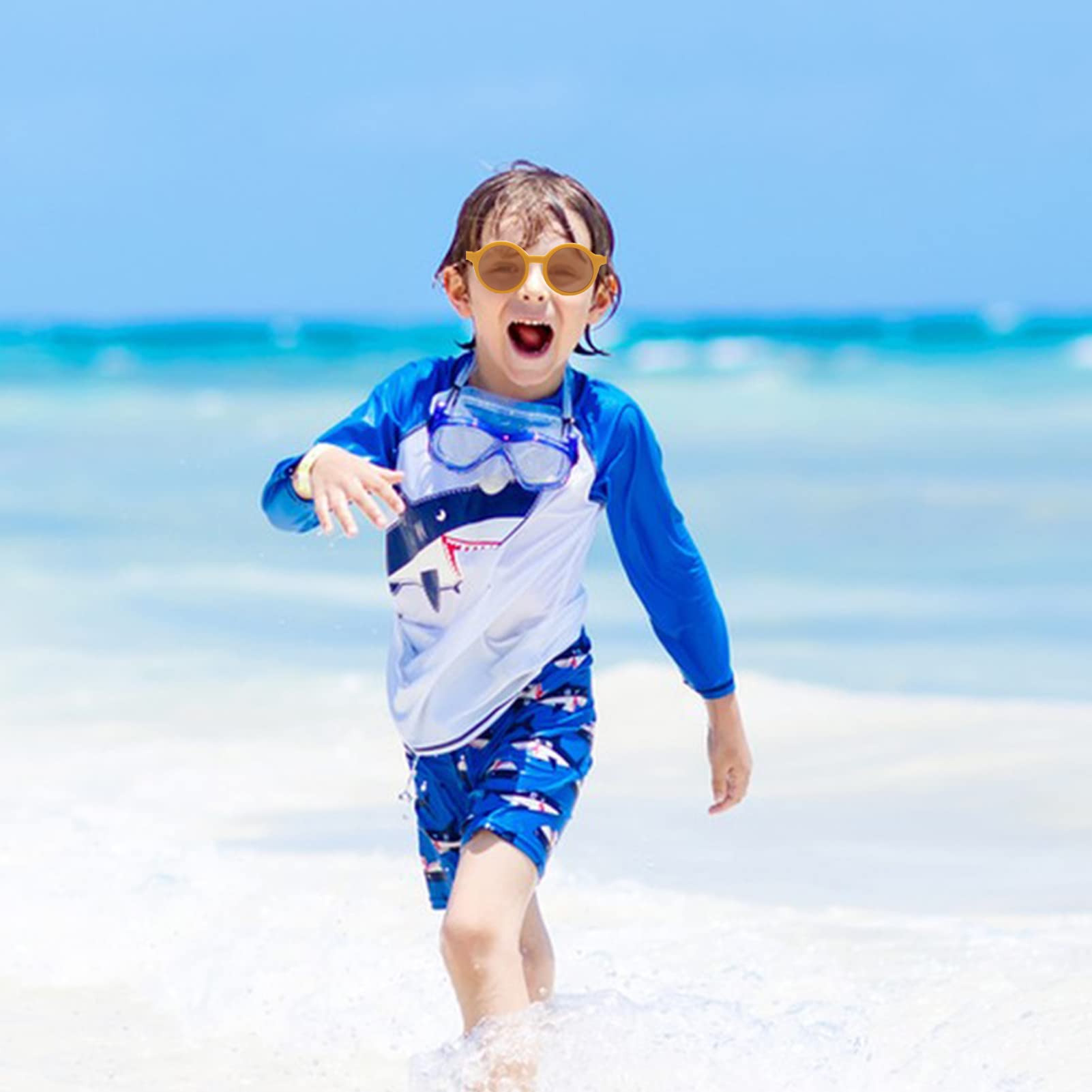 BEHAHAI Lunettes de soleil rondes pour enfants - Protection UV 400 pour bébé, tout-petit, enfants de 1 à 8 ans - Style rétro pour filles et garçons