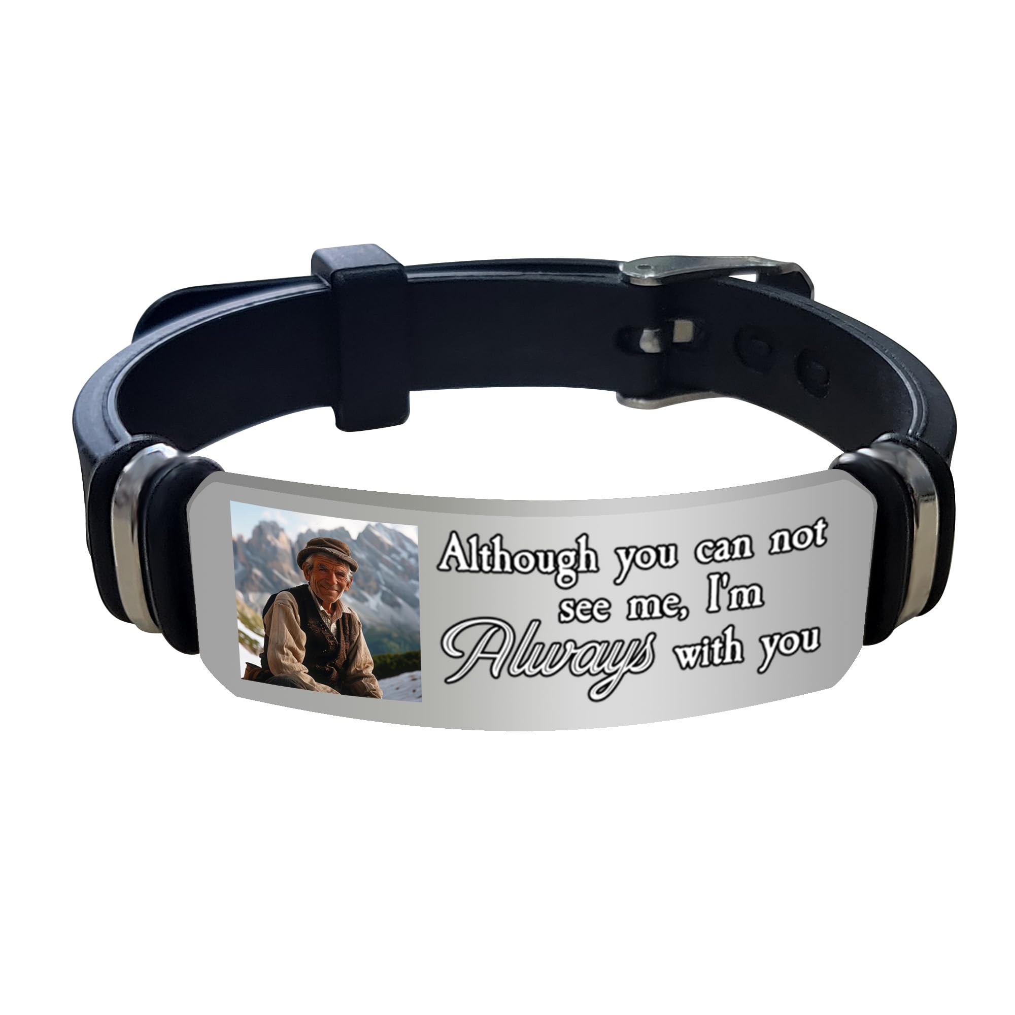 UDonCoo Personalized Photo Memorial Bracelet - Engraved Picture Name & Custom Silicone ID Bracelet