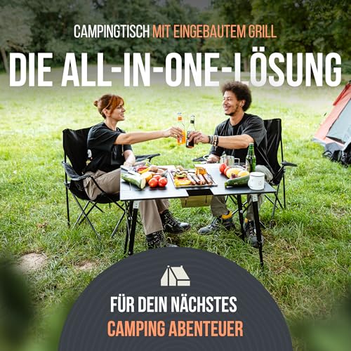Table multifonction avec barbecue intégré pliable et réglable pour camping