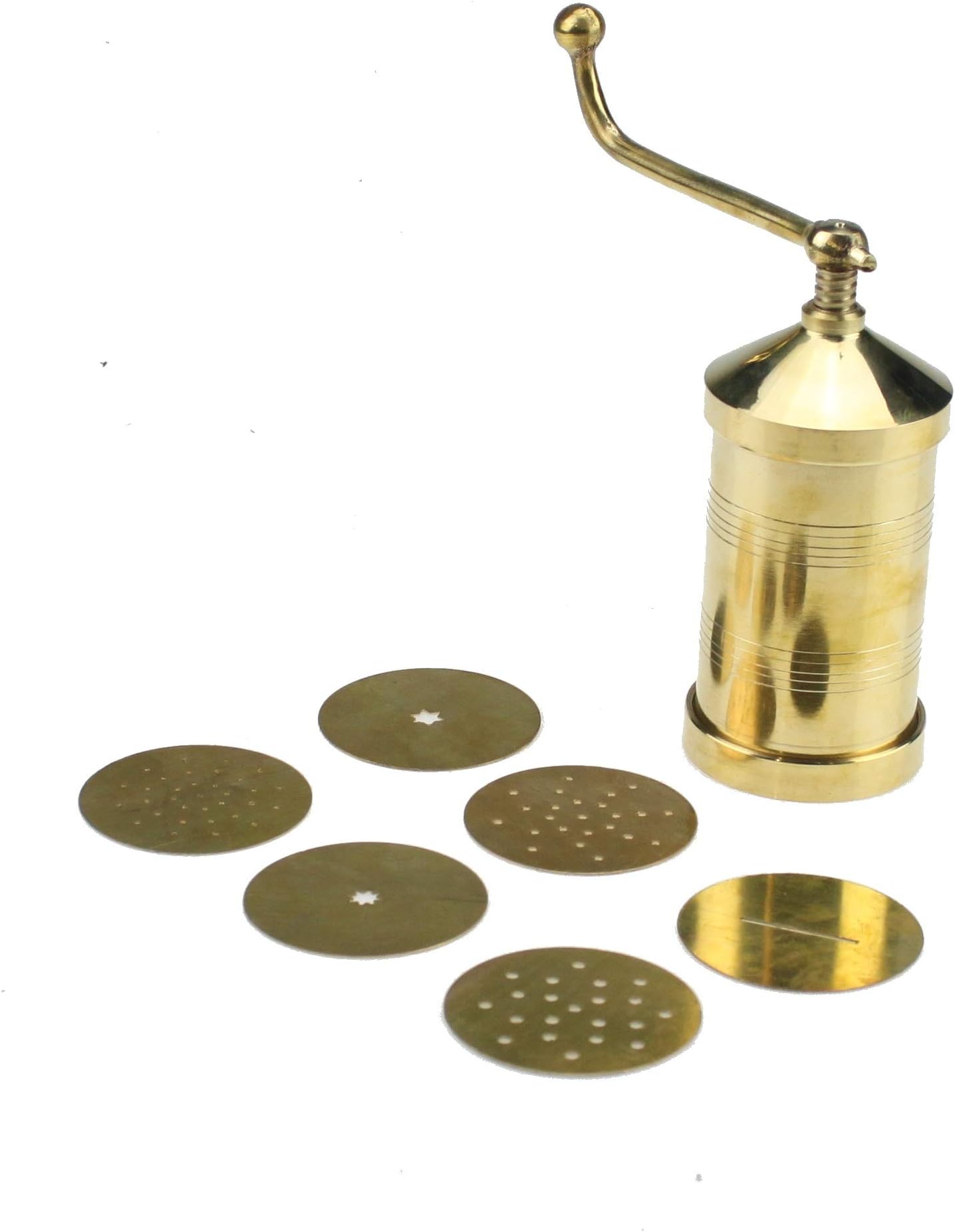 Brass Sev Sancha Manual Pasta Noodles Spaghetti Maker Murukku Chakli Bhujia Maker Indian Snack Maker with 6 Different Disc Plates