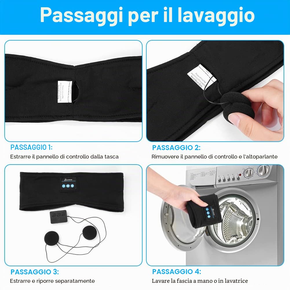 Flintronic Cuffie Bluetooth V5.0 per Dormire, Sport, Viaggi, Fascia Sportiva, Nero