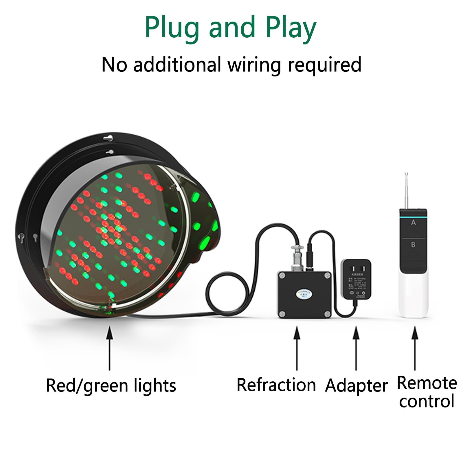Sygnalizacja świetlna LED – 2 w 1 czerwona/zielona z pilotem zdalnego sterowania, sygnał ostrzegawczy do rozładunku portów i pomostów wagowych, konstrukcja Plug & Play (1000 m, L-125 mm/4,92 cala)