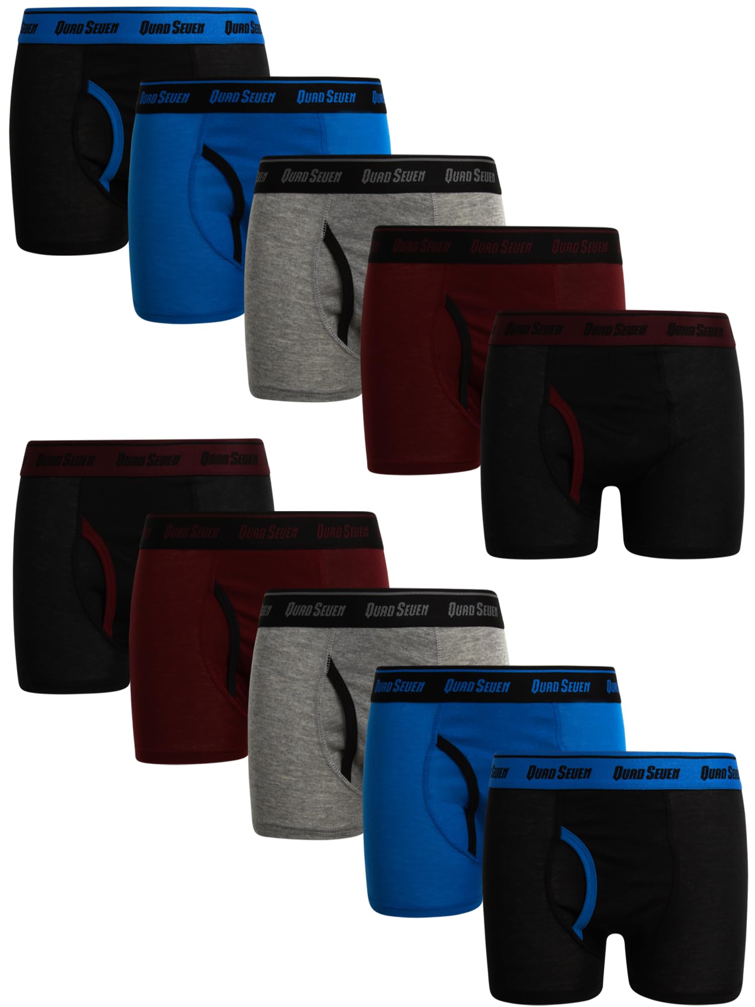 Quad Seven Boys Underwear - 10 Pack 100 Cotton Boxer Briefs 2T-14