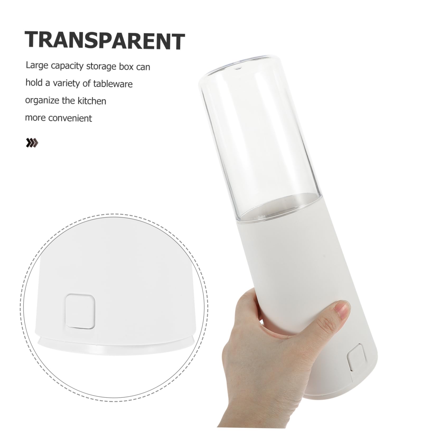 Cabilock Chopsticks Holder with Lid Dustproof Tableware Organizer for Kitchen White Storage Rack with Drain Sieve Keep Utensils Dry and Clean for Forks and Spoons