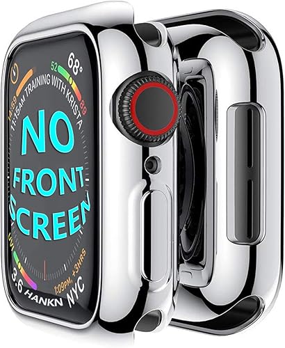 HANKN Funda para Apple Watch Series 9 8 7 1.614 in Series 4 5 6 SE 1.575 in, TPU suave chapado a prueba de golpes Iwatch Shell Cover Bumper sin